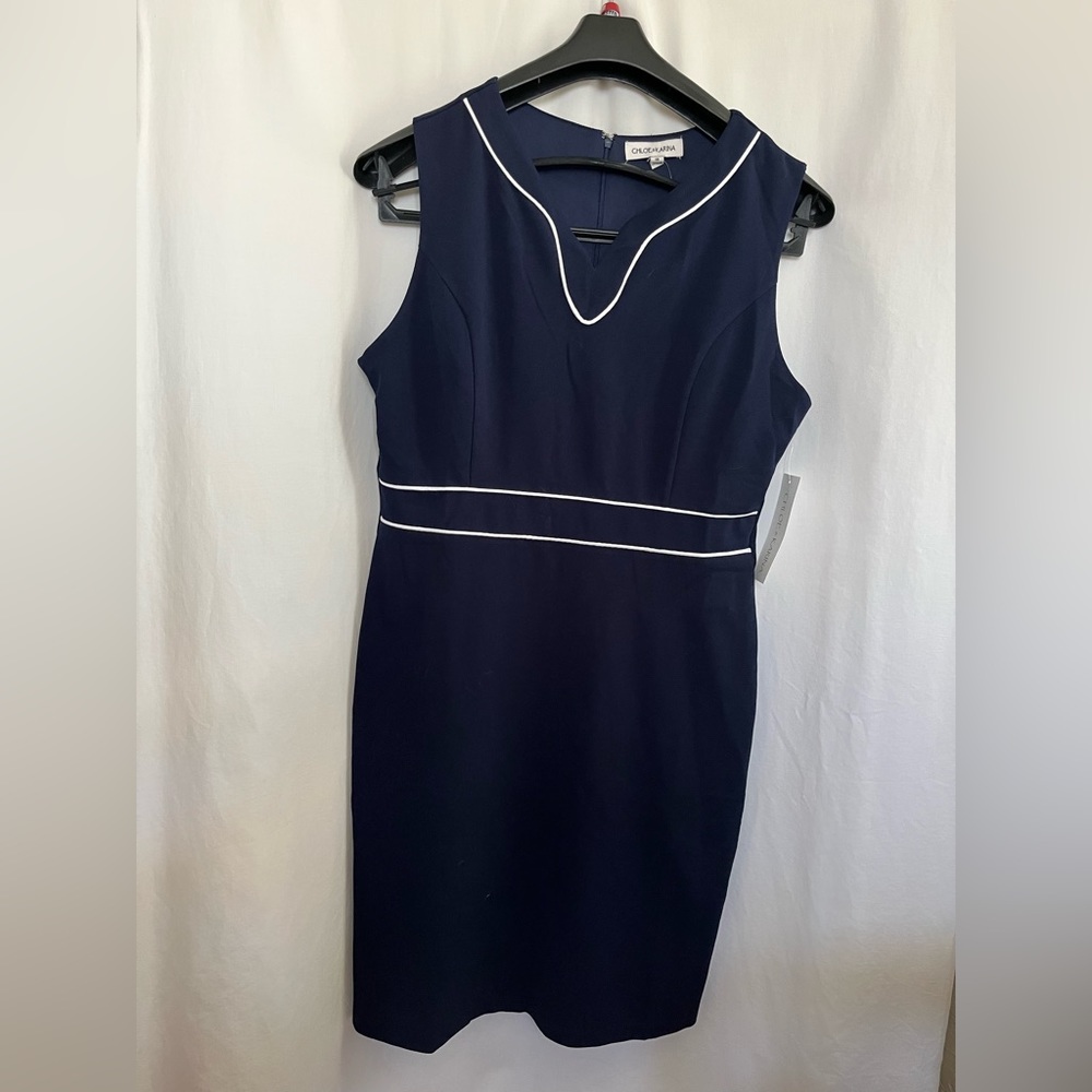 Navy and white pencil dress